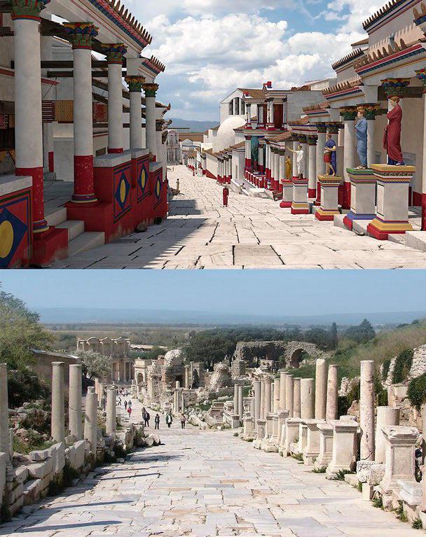 This is what a road in Ancient Greece looked like.
The Curetes Street in Ephesus. Can you imagine what it is like walking down this path?