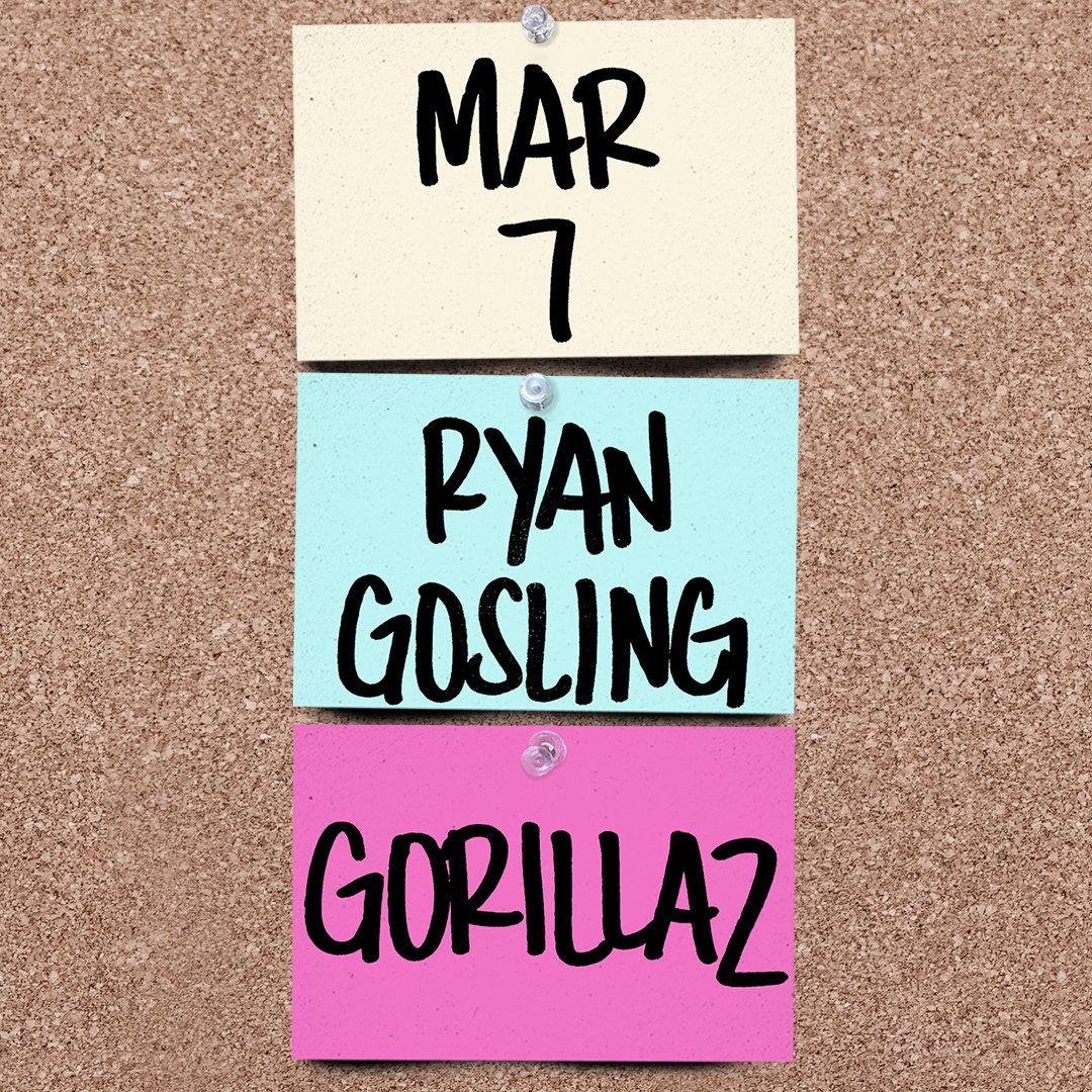 nbcsnl's tweet image. MARCH 7
Ryan Gosling
Gorillaz
