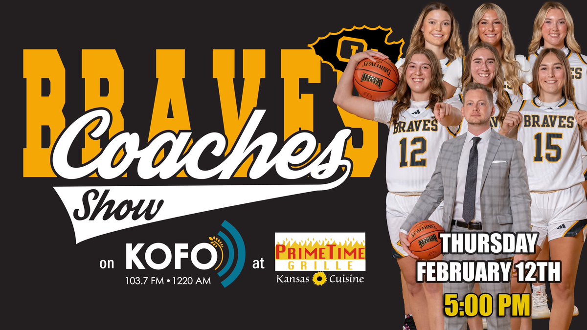 BravesAthletics's tweet photo. Tonight on the Ottawa Braves Coaches Show, we will have members of @OUBravesWBB ❗

HC Hunter Bondurant, Hailey Rademan, McKinley Kruger, Molly Martin, Ali Daniels, Kiana Hostetler &amp; Clare Williams will be on at 5:00 PM at PrimeTime Grille!

Tune in live: https://t.co/eSUwlCoIIy https://t.co/wEm7SV1XOU