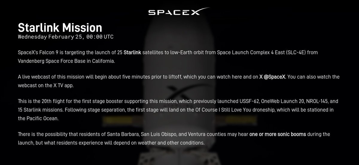 Falcon9Watchers's tweet photo. B1082-20 is set to launch Starlink 17-23 with a 27 day turnaround https://t.co/GXXF0j7H9h