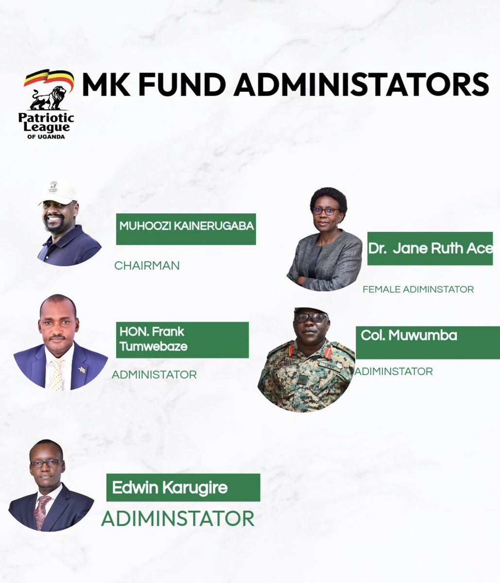 OFFICIAL RELEASE

MK FUND – ADMINISTRATIVE COMMITTEE LIST

The Patriotic League of Uganda <a href="/Plugandaa/">Patriotic League of Uganda</a> hereby releases the official administrative list of the MK Fund.

The appointed administrators will oversee coordination, verification, monitoring, and implementation of all