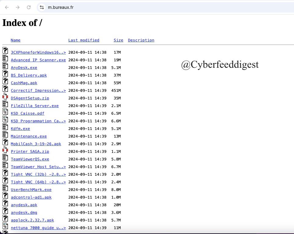 cyberfeeddigest's tweet image. #Opendir detected with potential #Malicious files like:
Advanced IP Scanner.exe
Handle with caution.
Good source for #Malware analysts.

hxxps://m.bureaux.fr/