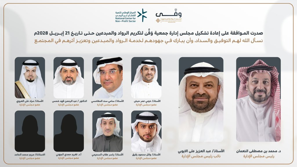 ‏جمعية وَفَّىٰ للروّاد والمبدعين tweet media