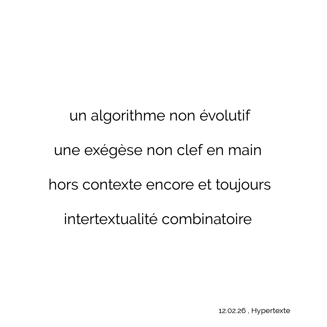 quatrain furtif et fortuit 
Hypertexte recombiné
