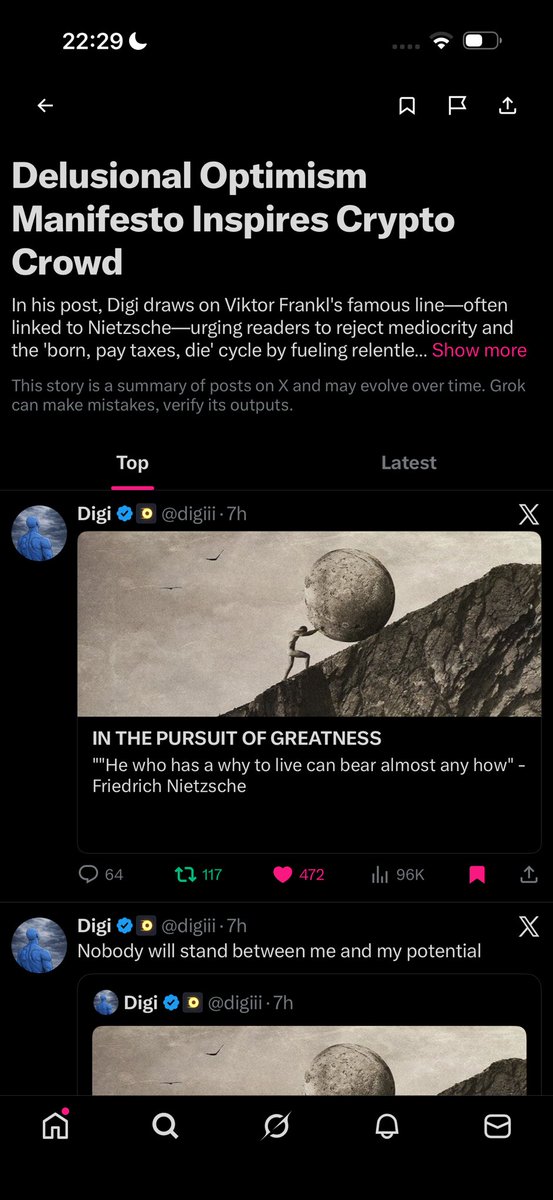 delusional optimism featured on X