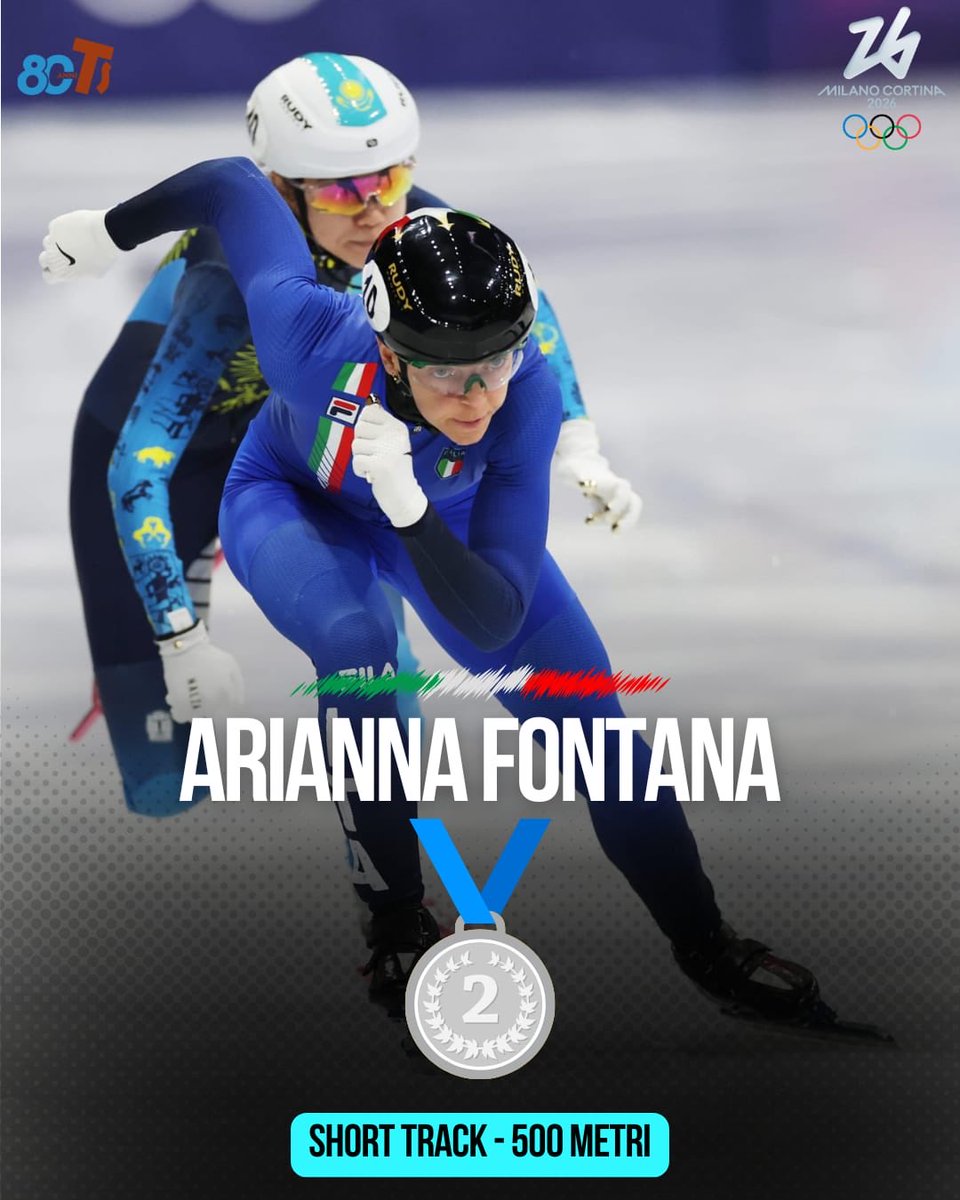 𝐋𝐄𝐆𝐆𝐄𝐍𝐃𝐀𝐑𝐈𝐀𝐍𝐍𝐀! 🇮🇹 

Arianna Fontana diventa l’atleta italiana 𝒑𝒊ù 𝒎𝒆𝒅𝒂𝒈𝒍𝒊𝒂𝒕𝒂 𝒅𝒊 𝒔𝒆𝒎𝒑𝒓𝒆 alle Olimpiadi: con l’argento vinto nella short track 500 metri a Milano-Cortina fa la storia e conquista la sua tredicesima medaglia ai Giochi Olimpici!🥈