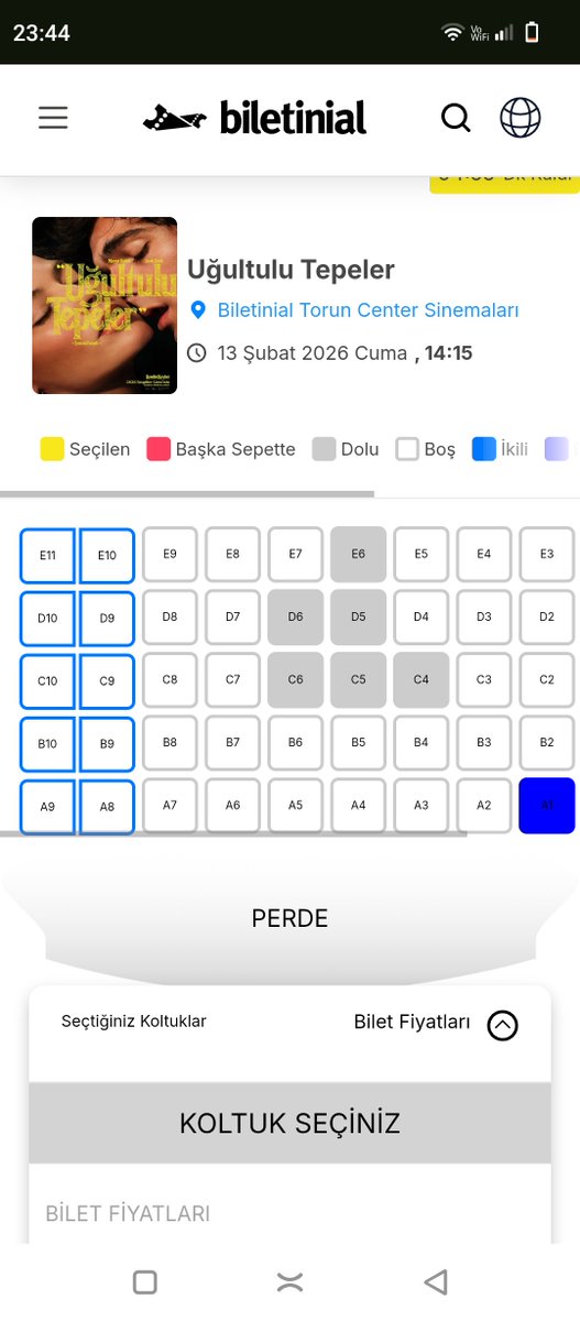 Hani uğultulu tepeler 14 Şubat içindi 13 Şubata da bilet alınabiliyor fazla Pr yapilmasa çiftler yokken gidip izlerdim ama ağlamalı Hamnet ya da Marty Supreme izlicem (evet Martyi hala izleyemedim çünkü işyeri eğitimiyle ya da direksiyonla çakisti (zaten 13unde çıkacakmış btw)