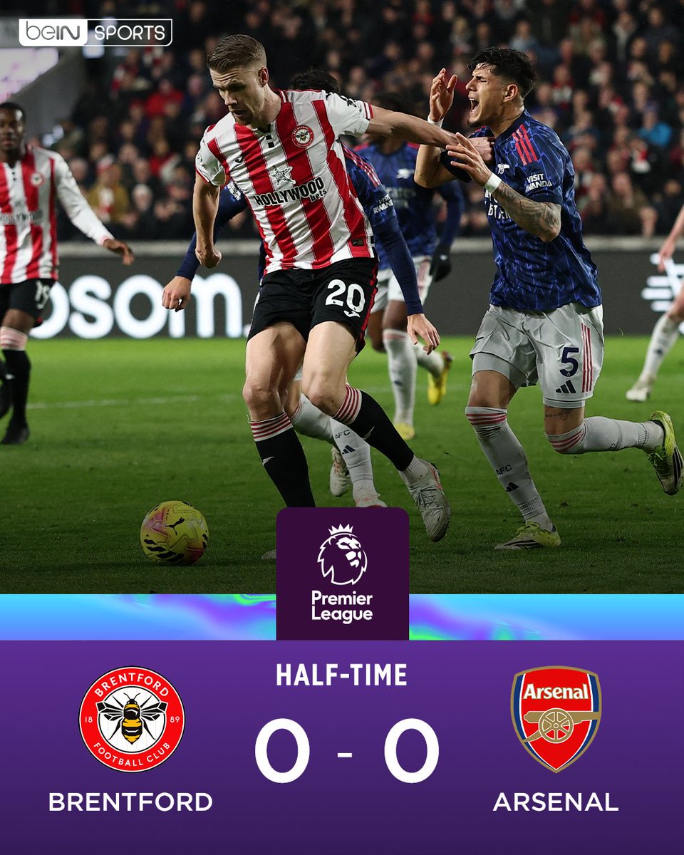 beINSPORTS_EN's tweet photo. HT: Brentford 0-0 Arsenal

Goalless at the Gtech Community Stadium ⏸️

#beINPL #BREARS https://t.co/cvtSBv6CSo
