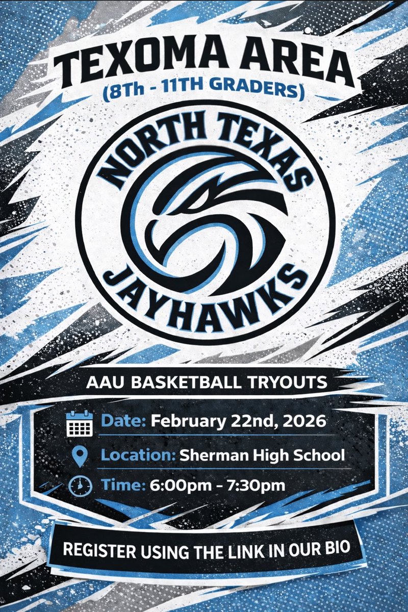 ntxjayhawks's tweet photo. DFW tryouts are THIS SUNDAY! Show up and show out!
Texoma, your turn comes the FOLLOWING SUNDAY.
Register today at the link in our bio. #dfwhoops #texomahoops #youthbasketball #ptt https://t.co/wG5y5A8PtY