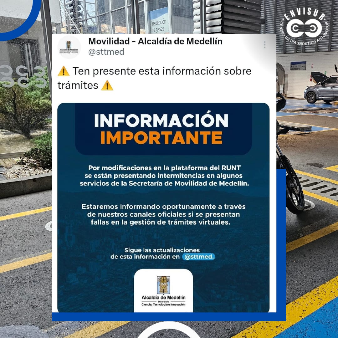 CDAenvisur's tweet photo. Información de la Secretaria de Movilidad sobre las modificaciones en la plataforma del Runt

#CDA #RevisiónTécnicoMecánica #Medellín #Envigado #Runt https://t.co/GC9qCmgX9N