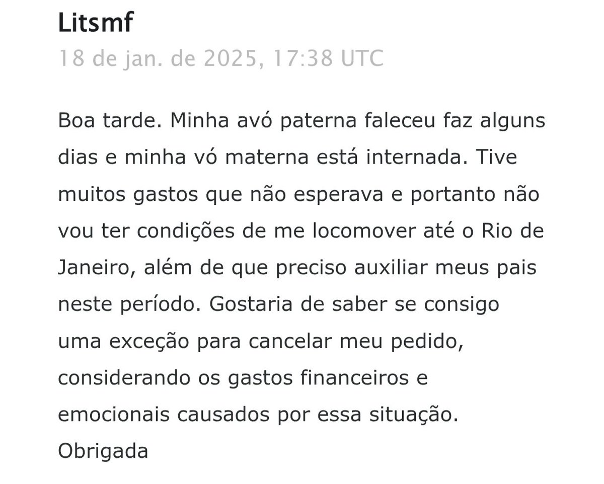lihmf7's tweet photo. Eu ia ver a Shakira pela 1ª vez em 2025, mas precisei pedir reembolso do ingresso pq minha avó paterna faleceu e a minha avó materna estava internada. As duas faleceram. 2025 foi o pior ano da minha vida. Me ajudem a fazer 2026 ser melhor 🙏
#TodoMundoNoRio https://t.co/TL6bKLh6zh