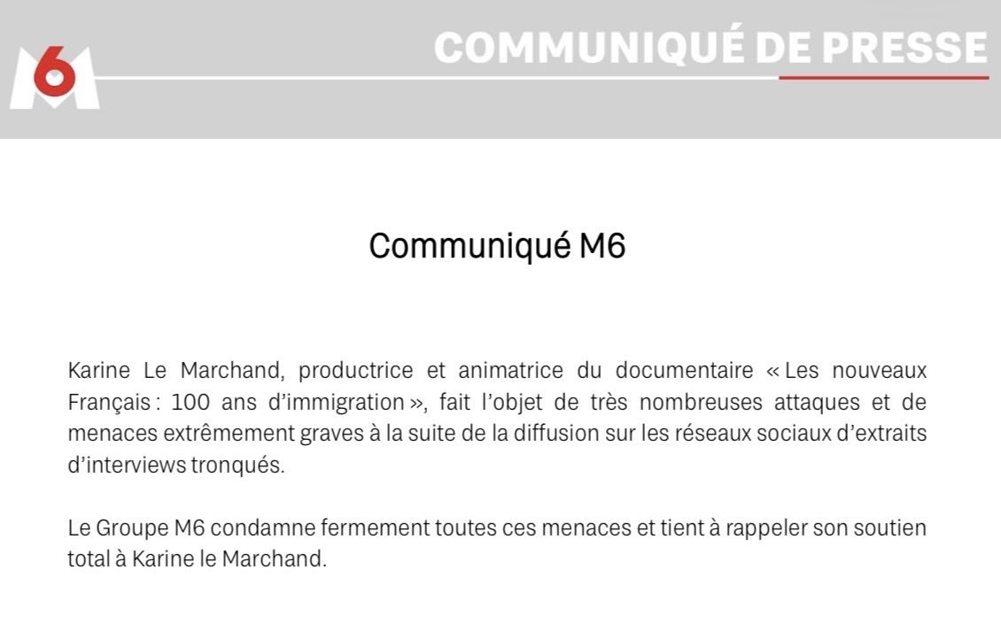 oumsedia69's tweet image. Les noirs et les arabes se désolidarisent du communiqué de M6 qui soutient Karine Lemarchand !! Soutenir une femme qui tient des propos racistes et ben bravo  M6!! Faudra pas vous s’étonner des retombées sur la chaîne 🤮 #m6 #karinelemarchand #racisme