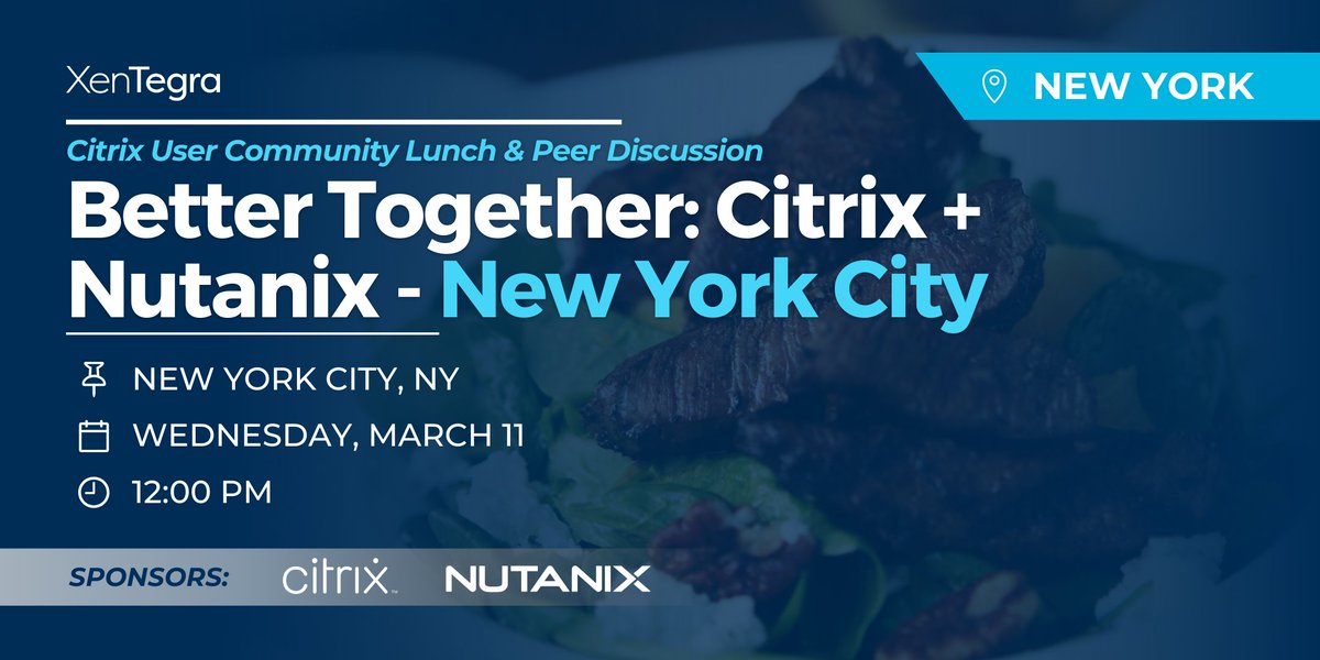 NYC IT peers: join XenTegra March 11 for a practical discussion on Citrix + Nutanix. Peer insight, real-world experience, and lunch included.

Register here: events.xentegra.com/260311-citrix-…

#XenTegraNY