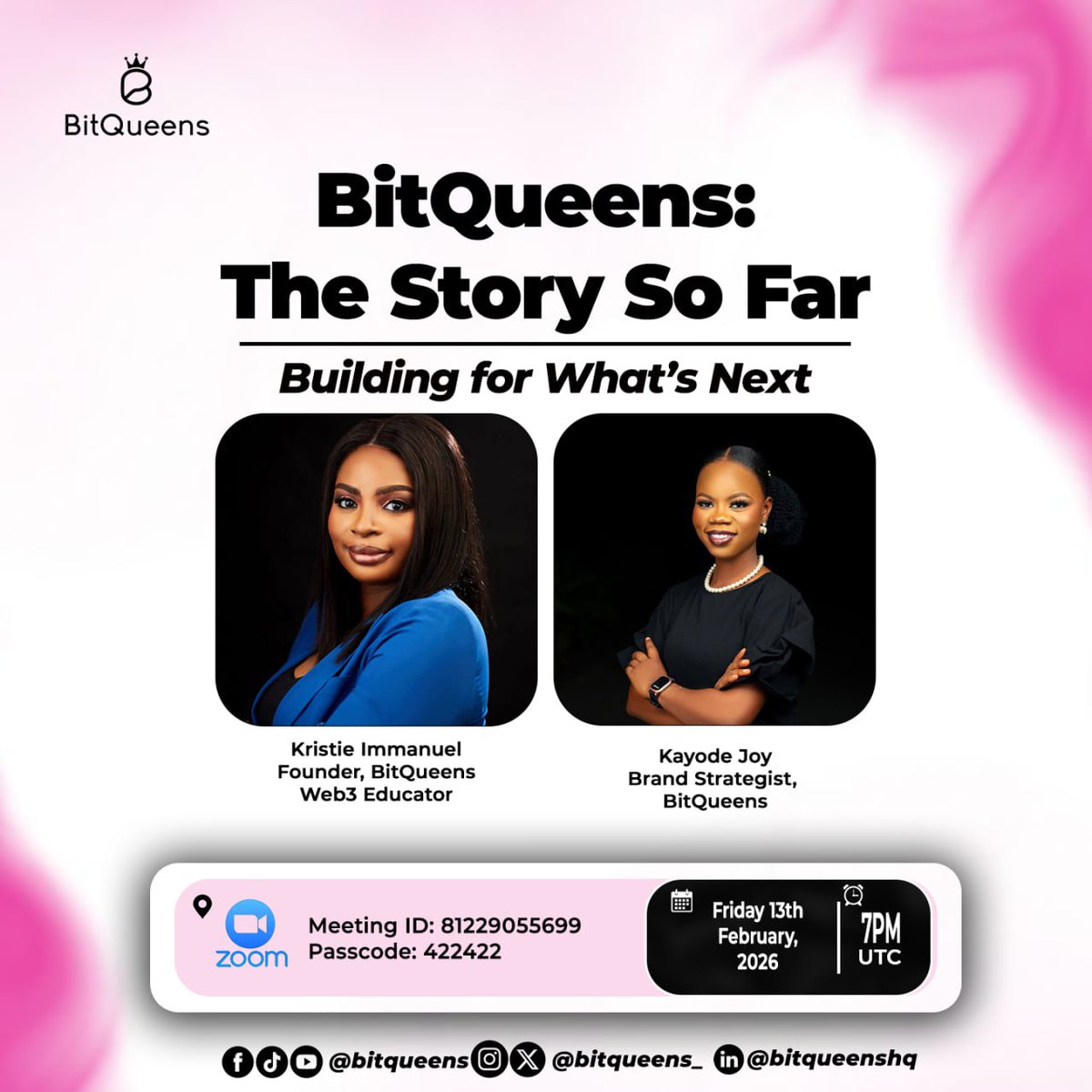 bitqueens_'s tweet photo. 2+ years helping women learn Web3, build confidence &amp; build better financial futures.

Join us in this Friday as we celebrate our journey + share what’s next. 🚀

Curious about Web3, digital skills, or opportunities, or know a woman who is? You’re invited!

See flyer for details https://t.co/XBduTKLOwG