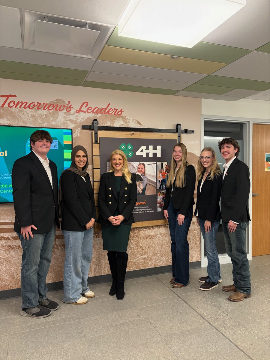 CSUAmyParsons's tweet photo. On Tuesday, I met with CSU’s Collegiate 4-H Club as they reconstitute the chapter, building leadership and supporting Colorado 4-H statewide.

Thank you to our @CSUExtension partners and student leaders. As a former 4-H kid, I believe deeply in this program’s impact. Go Rams! https://t.co/uyVWIYX8RP
