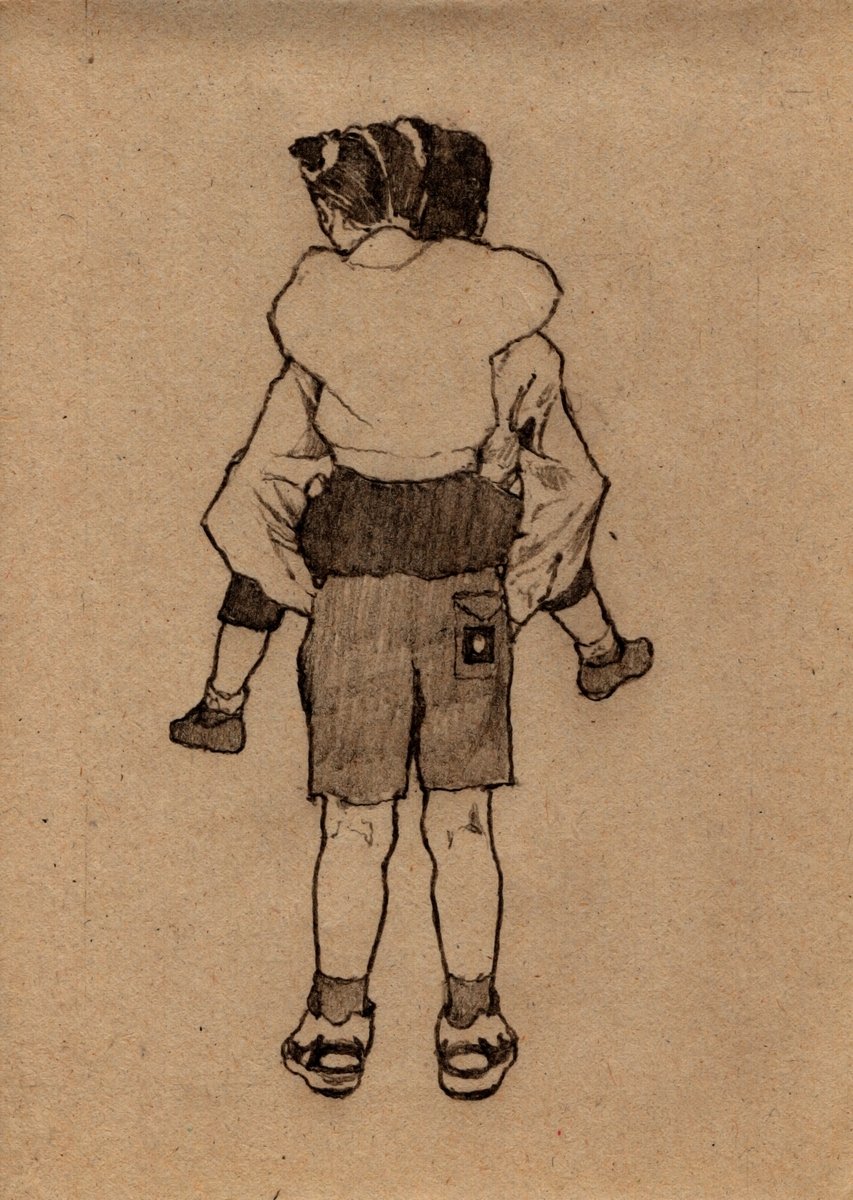 #子供編ポーズカタログ模写
おんぶ１７。