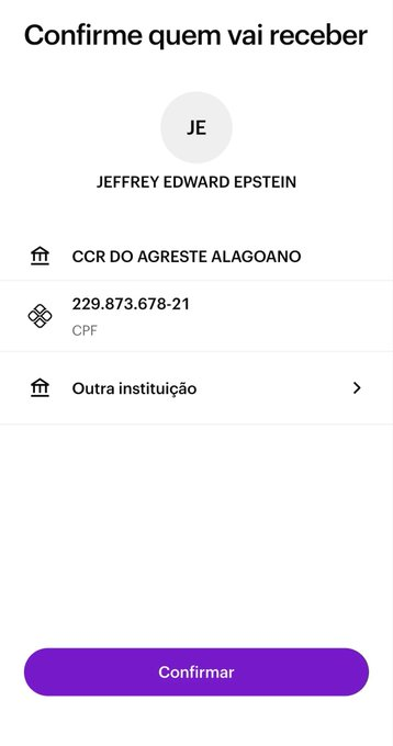 astronomiaum's tweet photo. Estados Unidos divulgam que Jeffrey Epstein tem CPF ativo no Brasil. Epstein morreu em Agosto de 2019, o PIX foi lançado em Novembro de 2020, algo não está batendo nisso aí🧐😅 https://t.co/5Q8MHVEKpE