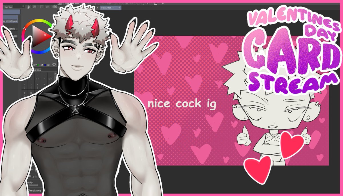 VTUBERS/OCS 🫵

I'll be making little sketch v-day cards tomorrow on stream! If you'd like me to make you one, drop your sfw pngs below and a little about yourself/how you feel about valentines day! I'll reply to your pngs in the comment section with your cards :3