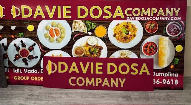 SpeedproCanada's tweet photo. SpeedPro Surrey Central did some amazing storefront and interior signage for the Davie Dosa Company restaurant!  Those dishes look delicious!  Call your local SpeedPro today to learn how you can level up your business signage!  #SpeedPro #SpeedProSurreyCentral #signs #signage https://t.co/HMQ7Qe2Uzy