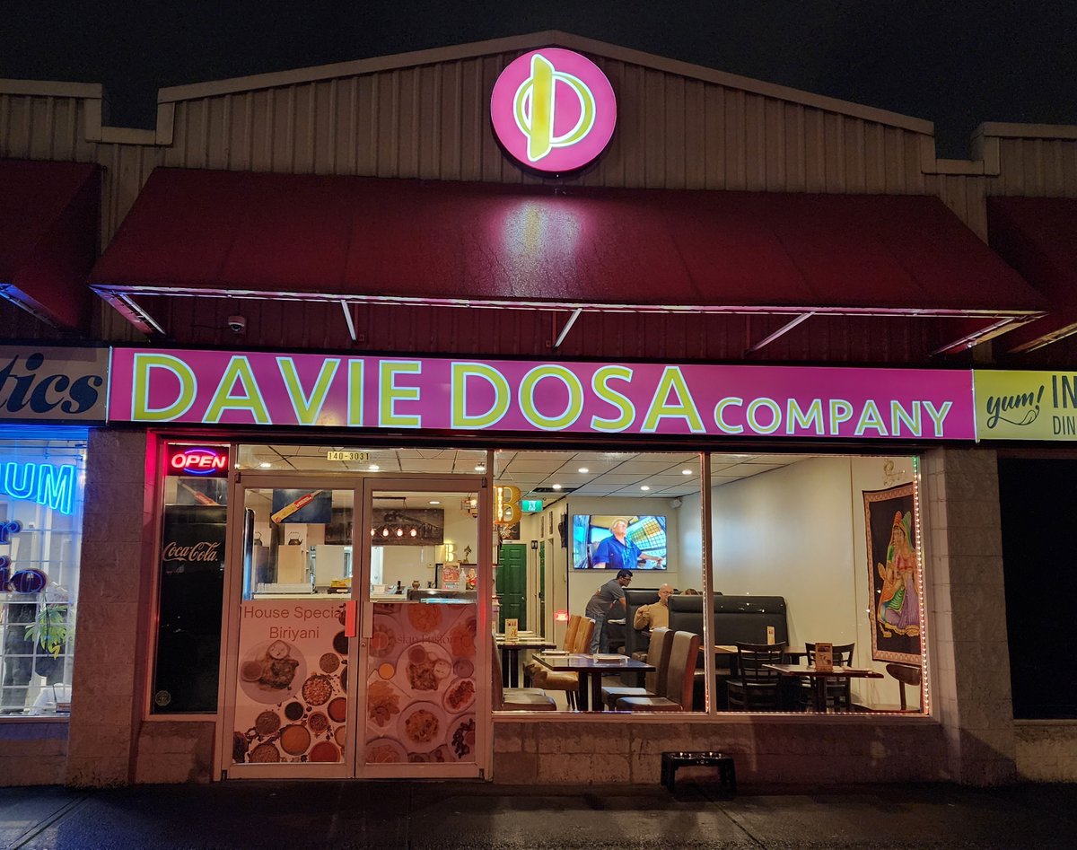 SpeedproCanada's tweet photo. SpeedPro Surrey Central did some amazing storefront and interior signage for the Davie Dosa Company restaurant!  Those dishes look delicious!  Call your local SpeedPro today to learn how you can level up your business signage!  #SpeedPro #SpeedProSurreyCentral #signs #signage https://t.co/HMQ7Qe2Uzy