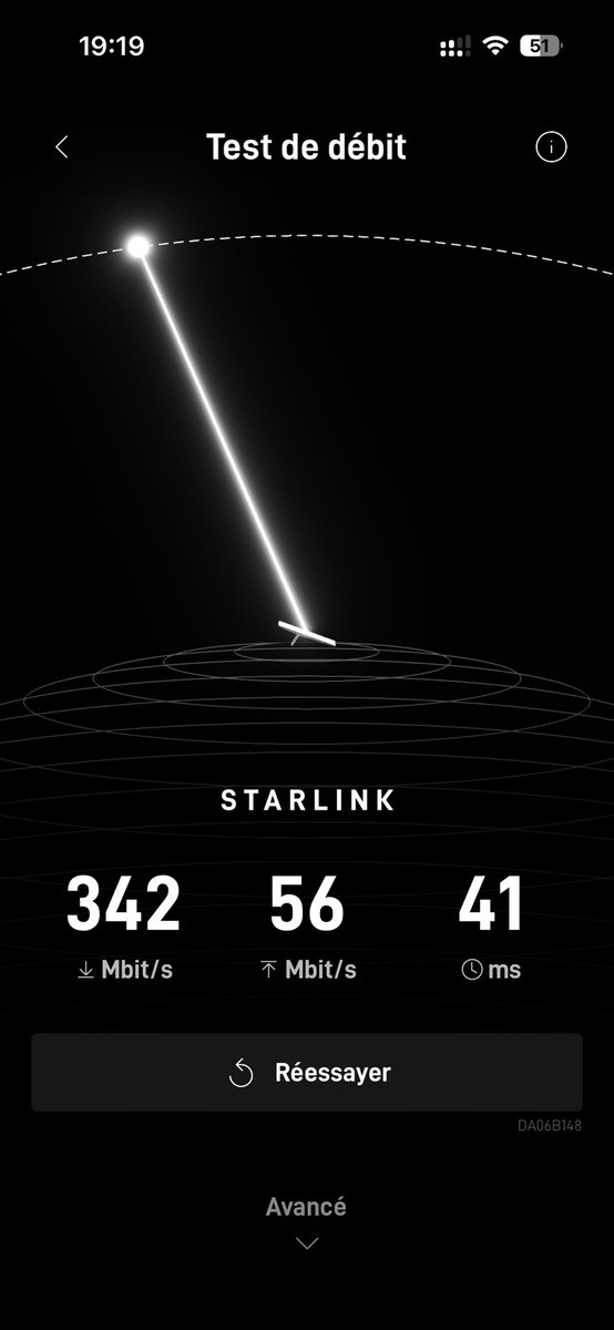 340mb/sec en download et surtout à keur massar😭 
Starlink yekhh nga nieuw 🤧❤️