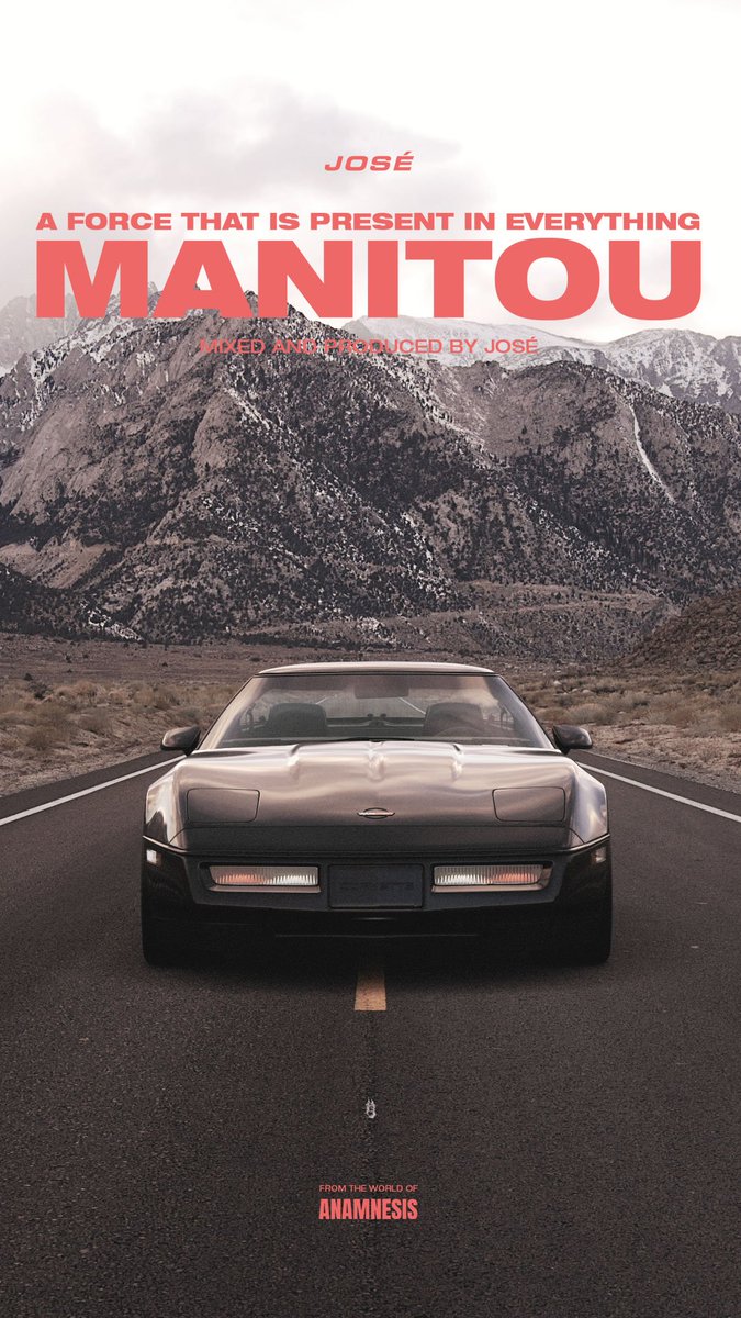 TurntableJose's tweet photo. Alt cover art for Manitou.  
A heavy dose of Knight Rider energy with a touch of Miami Vice aesthetics.  
The video drops on YouTube this Friday.

Manitou is part of the Anamneses project.
By @Josemusicuk #Anamneses #Coverart https://t.co/G5W1SppOCt
