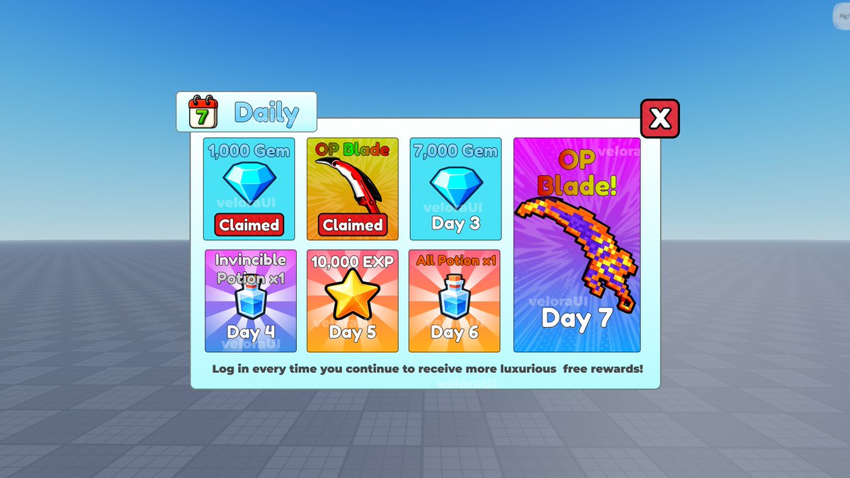 VeloraUI's tweet photo. Another clean UI drop!
Daily Login system, Star Rewards &amp; Spin Wheel 🎯✨
Commissions open. DM me!

#Roblox #RobloxDev #RobloxUI #gamedev #uidesign https://t.co/ZSrp25nBXi