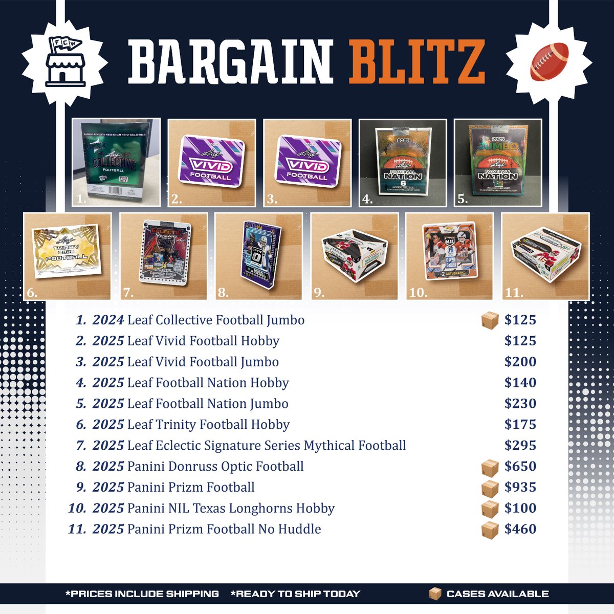 FrankCardMarket's tweet image. 🏈🏈🏈🏈🏈🏈🏈🏈🏈🏈🏈🏈

--------🚨In Stock Alert🚨--------

Football product! Include the product name and the amount claimed in your post!

Claim Away!