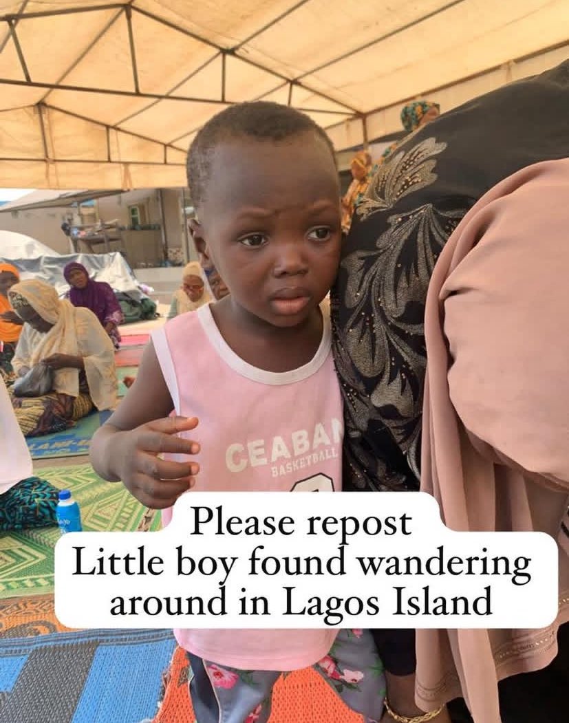 Little boy found around Apogbon underbridge Marina. 

Do well to retweet till it get to his parent