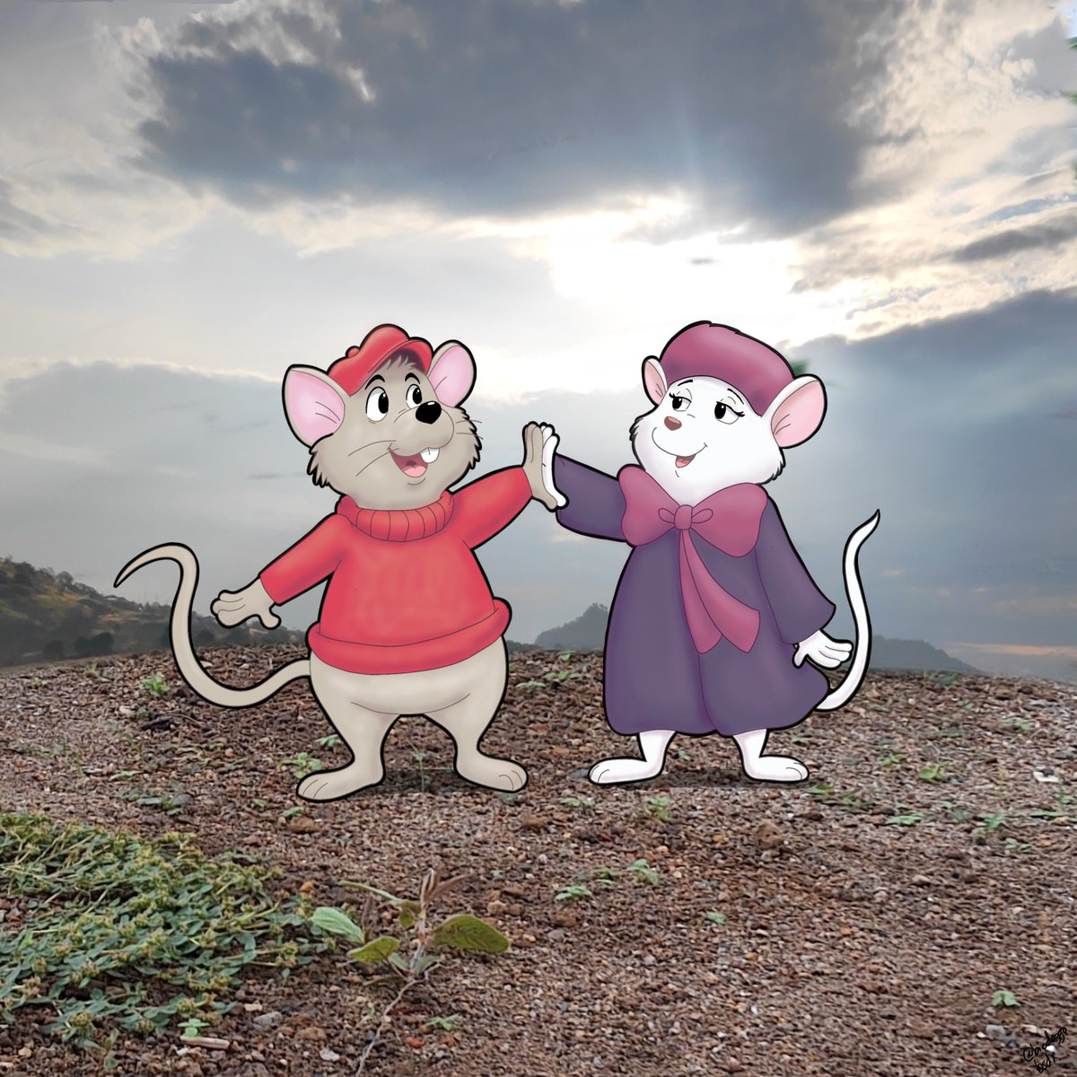 A rescuers fanart (bernardo y bianca) I took a photo some days ago and wanted to do a little fanart on it, hope you like it!