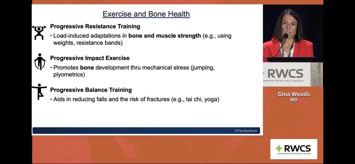 doctorRBC's tweet photo. Don’t forget to incorporate resistance training AND balance training!

Resistance training proven to improve bone mineral density when compared to low intensity training. 

@RheumNow #RWCS2026 https://t.co/3j6hN1MthQ