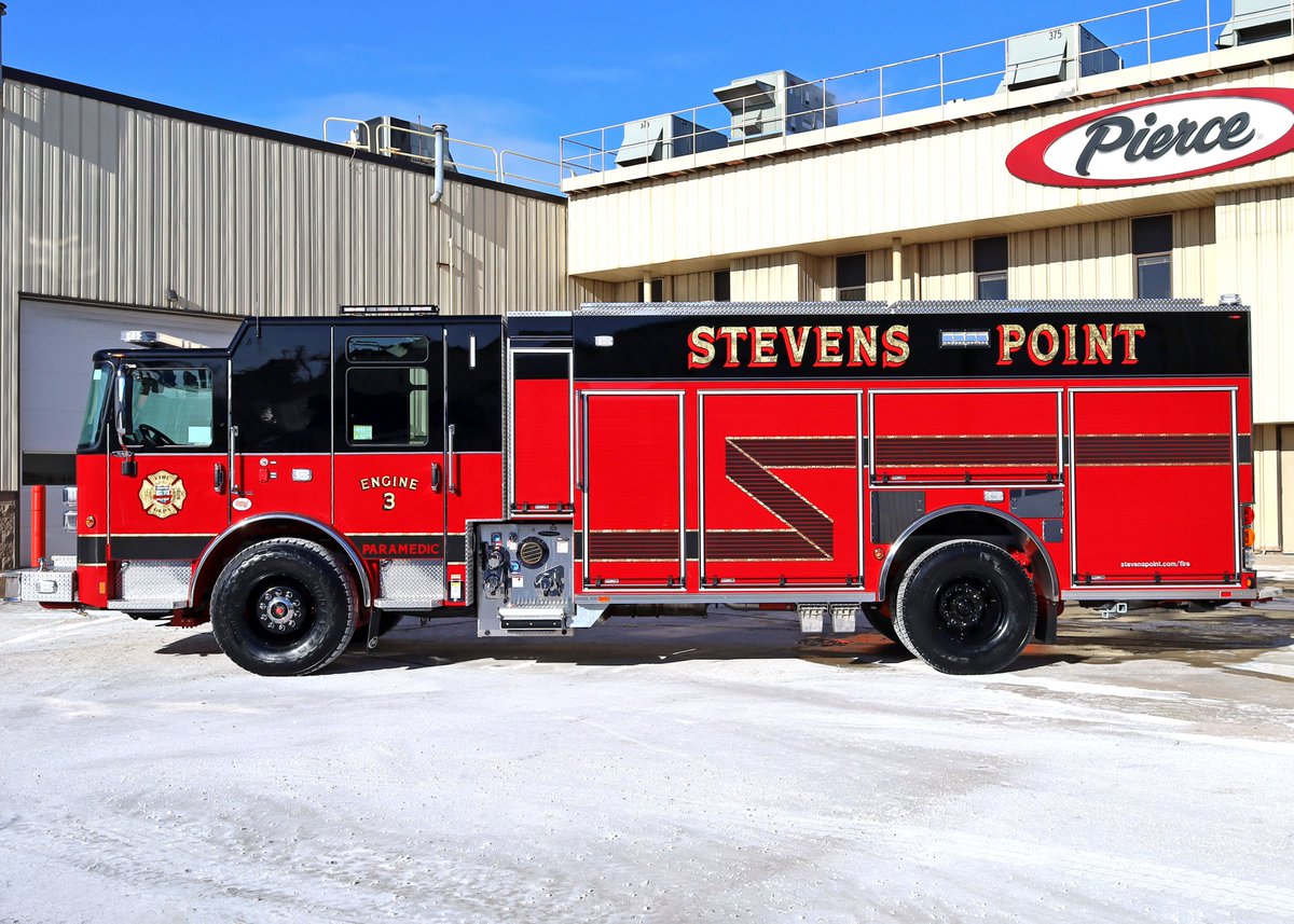 PierceMfg's tweet photo. Stevens Point Fire Department’s #Enforcer #Pumper is on point. 🙌💯The Stevens Point Fire Department responds to over 5,700 calls a year including fires, EMS, controlled burns and HAZMAT in #StevensPointWI. https://t.co/aTsmdY5CD6