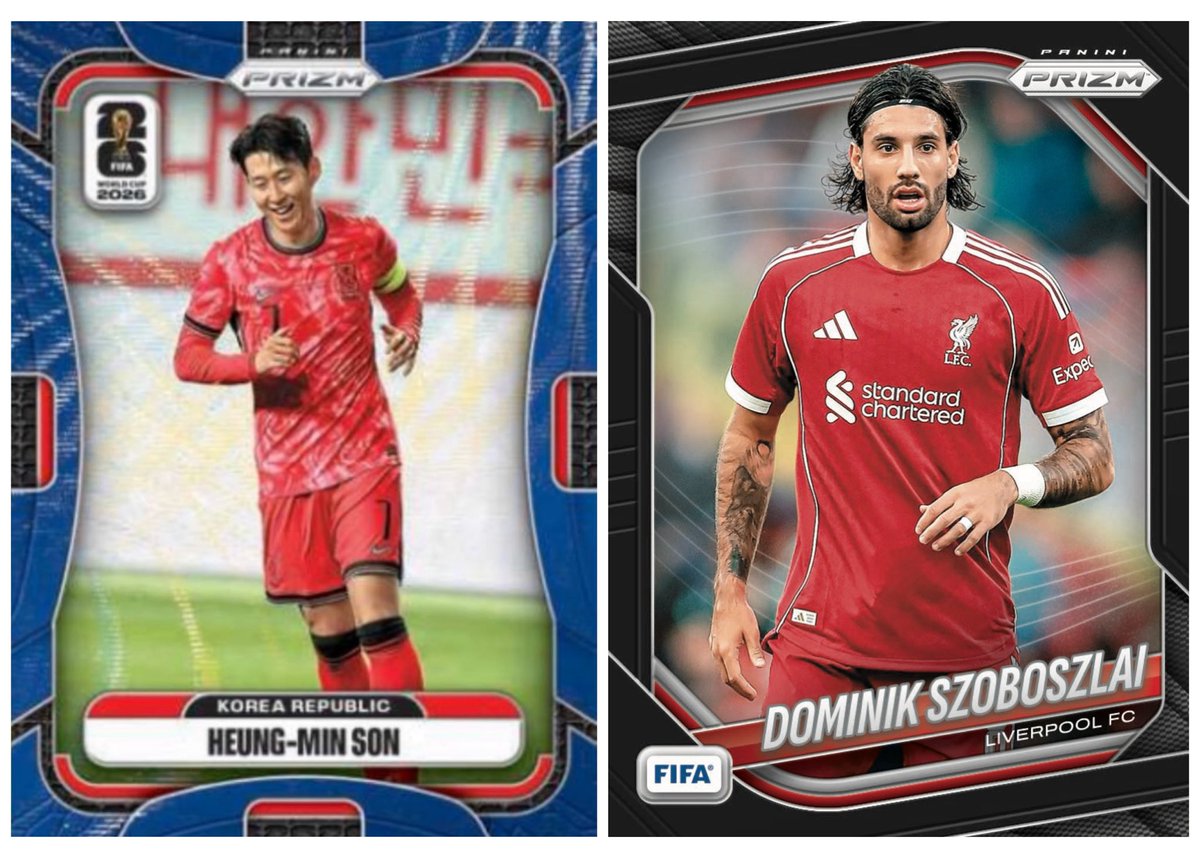 The left design seems to be 2026 Prizm World Cup Base, per serea_streams on Instagram.

The right is 2025-26 Prizm FIFA Base, consistent with WNBA and NFL, preview avail. on Panini Direct.

Hope to see both drop on #PaniniBlockchain as well. Yamal’s CB.

[physical hobby 35/1959]