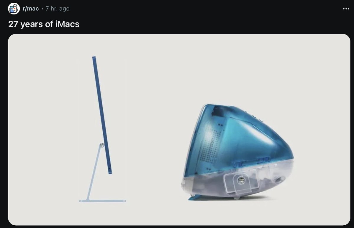 carbmac's tweet image. Wow 🤩 Les iMac ont fait beaucoup de chemin.

#Apple #Macintosh #iMac