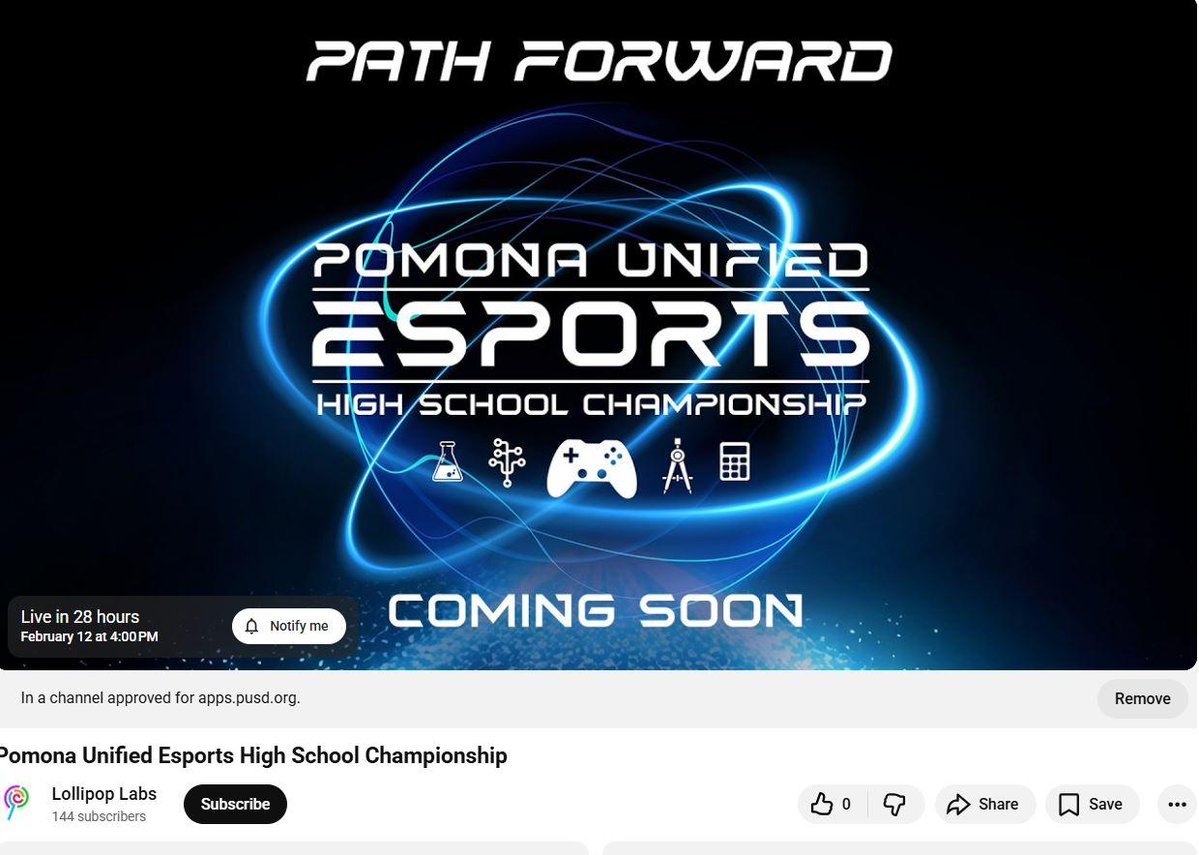 Deportes electrónicos STEAM de PUSD: en vivo hoy
12 de febrero de 2026
16:00 - 19:00 edl.io/n2153798