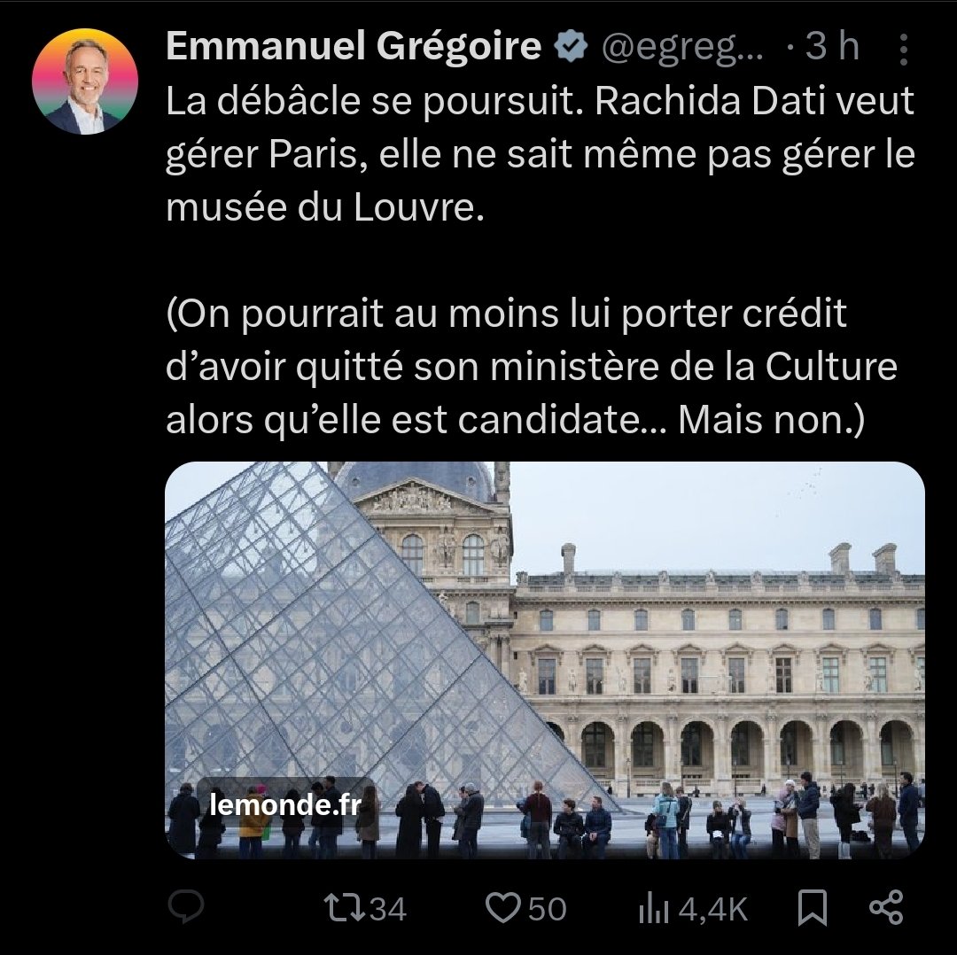 Frérot,

Toi et ta clique ça fait 25 ans que vous saccagez Paris alors évite de donner des leçons de bonne gestion. Je te rappelle que la Ville est mise en examen pour homicide involontaire, que la dette est de 12mds, que nos rues sont une poubelle et que la voirie est défoncée.
