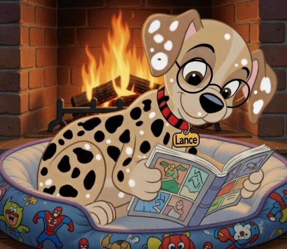 LanceComix's tweet photo. Nothing beats a new comic and relaxing by the fireplace https://t.co/H95Apw1CZs