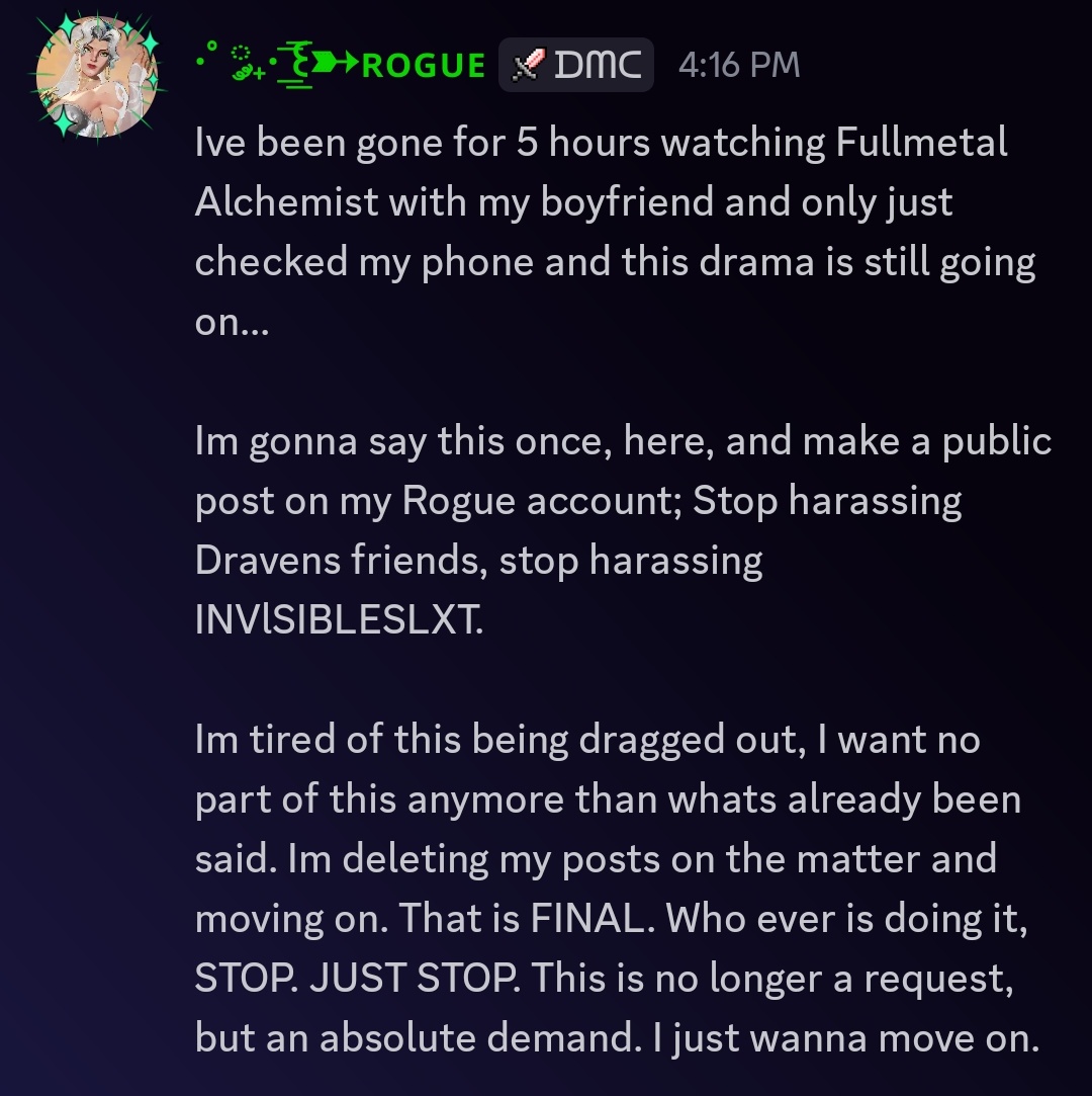 AWildSoutherner's tweet photo. A Final Message on this Matter.

I apologize for dragging this out and making it public, I apologize for the distress this has caused a lot of people. I apologize for my involvement and the accusations I have made.

I want to resolve this peacefully, I don't want this to be ++d https://t.co/wPxE9kjG3o