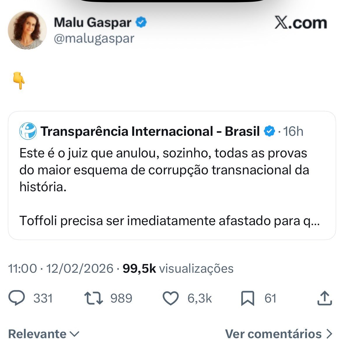 A Malu Gaspar, atual garota-propaganda da cruzada reacionária de demonização do Supremo, já se entregou: por trás do discurso de "moralizar o STF", está o objetivo de reabilitar a farsa lavajatista.

Mas não só isso, é claro. A pauta também envolve salvar as reputações dos