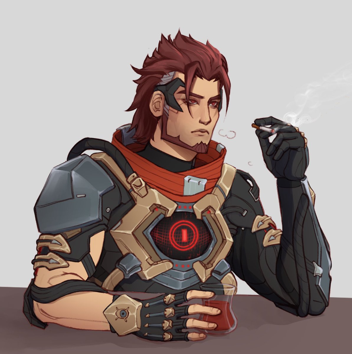 idk if it makes sense for him to smoke as a cyborg but i imagine him as if #Overwatch #emre