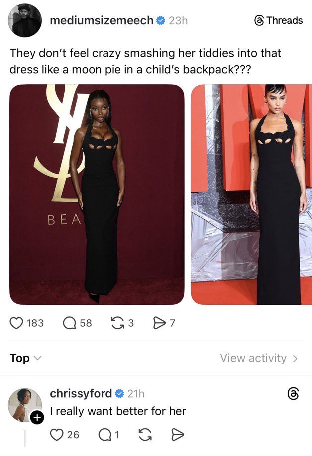 Dreamydgaf's tweet photo. Olandria fans who scream “protect black women” when O gets called unattractive are currently harassing &amp; cyberbullying Chrissy Rutherford because she wants better for top-heavy Olandria after seeing her boobs squished &amp; busting out of the garments she wears. https://t.co/UeSbG3ZhJL