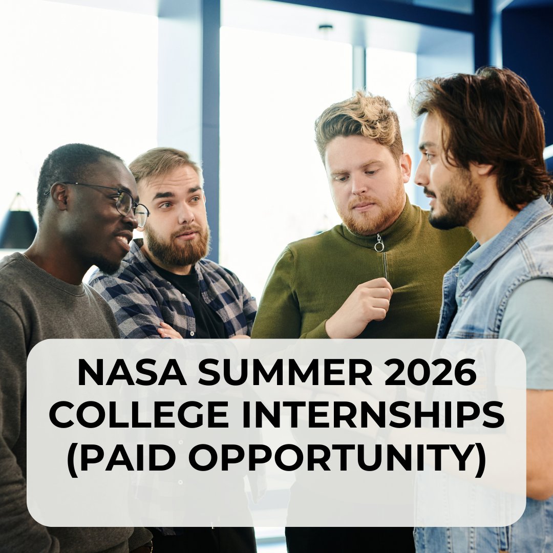 opportunitiesfy's tweet photo. 🚀 NASA Summer 2026 Internship
💡 Benefits: 💰 Paid | 🔬 Hands-on research | 👩🔬 Mentorship | 🌐 Career growth
📅 Deadline: Feb 27, 2026
💻 Apply: https://t.co/PT2Ml9LtW3
#NASAInternship #STEM #CollegeInternship #SpaceCareers https://t.co/zifJZIY39P
