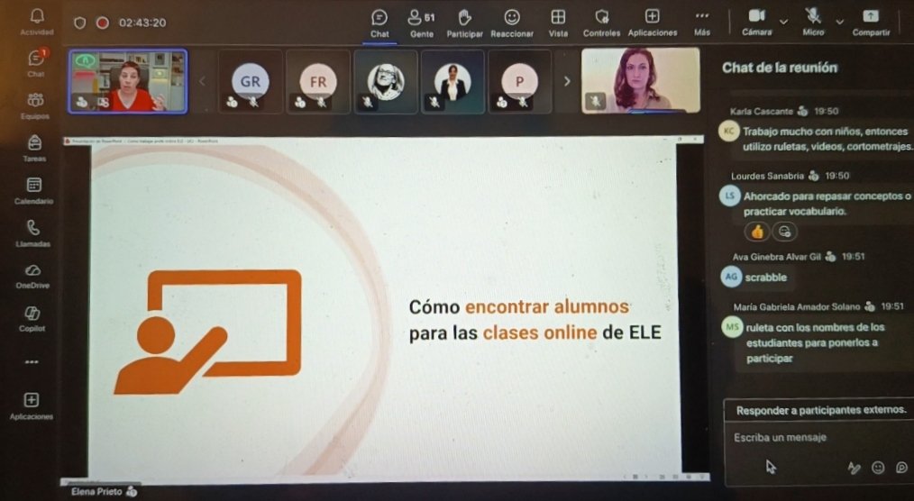 Gracias a las + de 50 personas que nos han acompañado en la charla de hoy "Cómo trabajar como profesor online de ELE" (con Elena Prieto Pérez) <a href="/universidadcjc/">UCJC</a> #twitterele