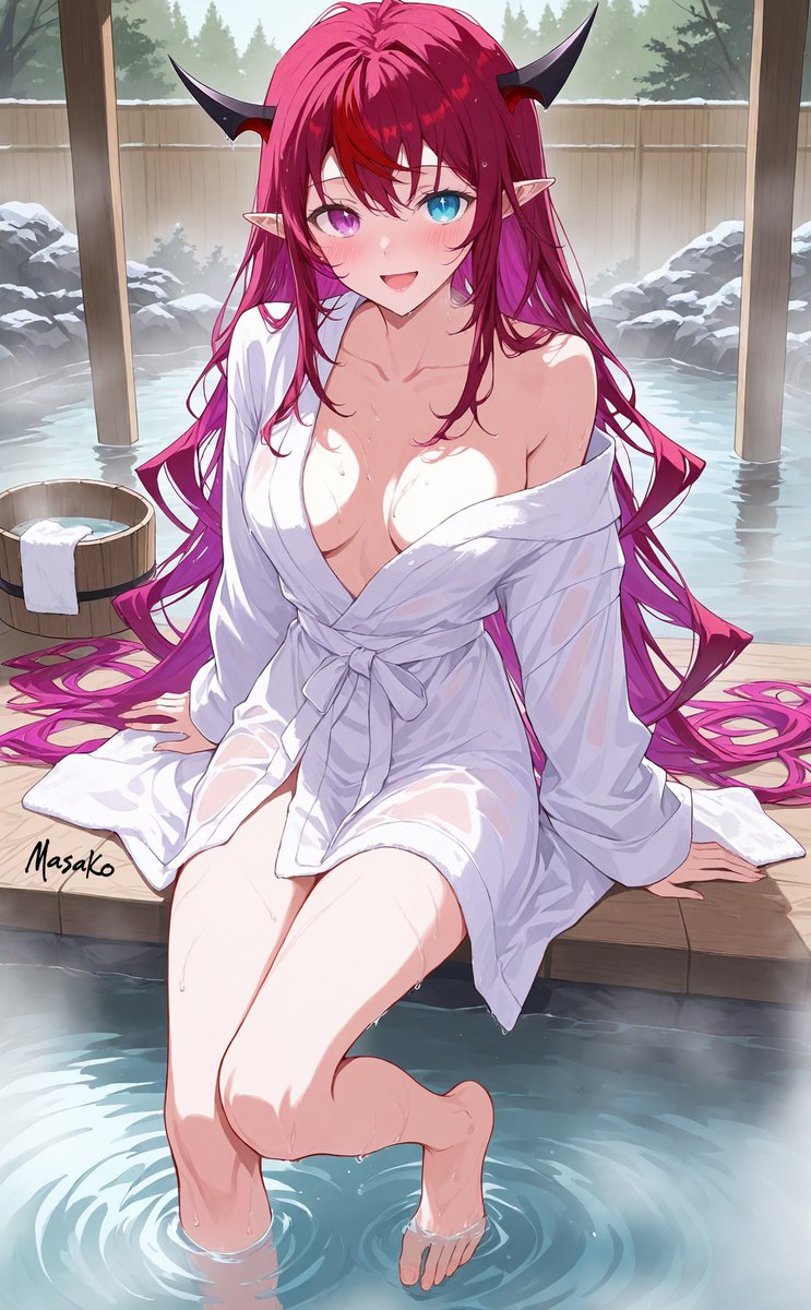 masako_o0's tweet image. Enjoying the hot spring with IRyS

#IRyS #hololive #ホロライブ #IRySart