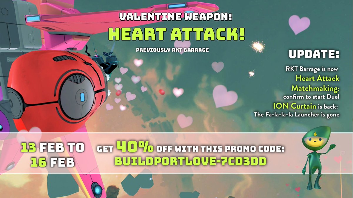 If you're looking for a game to play this St. Valentine's with your friends - here is your chance. Get BuildPort Xumia 40% off (valid 13 Feb - 16 Feb) and shoot hearts at everyone!