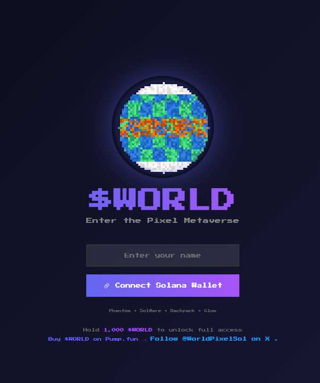 WorldPixelSol's tweet photo. Hello $WORLD https://t.co/SoIGMvB1Fb