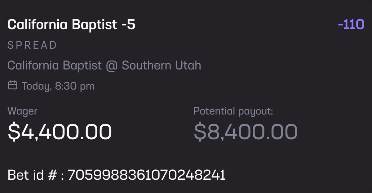 GamblingGatsby's tweet image. CBB Free Play 🔨

Cal Baptist -5 -110 (2U)

Drop a ❤️ if tailing