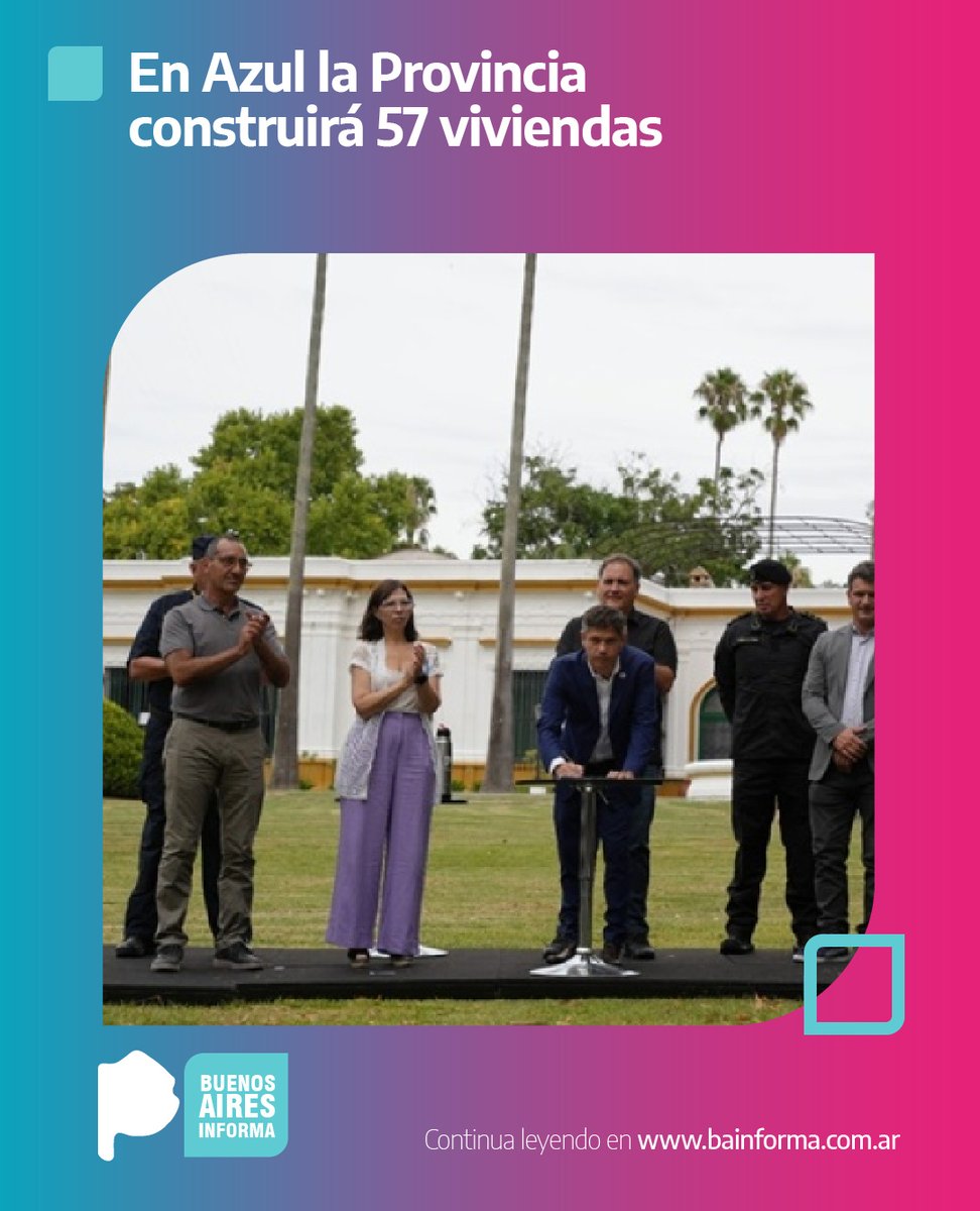 BAInforma's tweet photo. En Azul la Provincia construirá 57 viviendas

El Gobernador @Kicillofok, la ministra @sbatakis y el intendente Nelson Sombra anunciaron el inicio de las obras que incluye redes de infraestructura.

https://t.co/z544AXIHeb

@MinHabitatPBA @Carli_Bianco @JesicaRey https://t.co/6F41BAeXMF