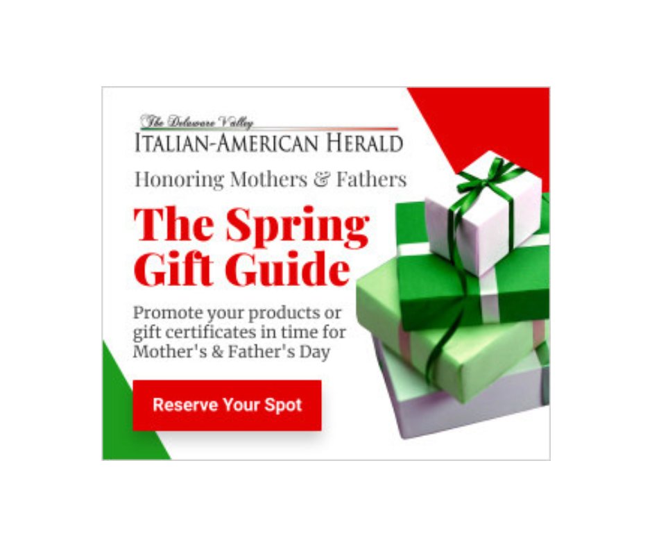 It's not too early to be thinking about spring!

Promote your products or gift certificates in time for Mother's and Father's Day.

For more information, email Advertising@italianamericanherald.com.