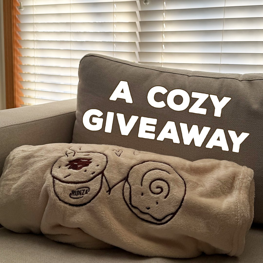 Runza's tweet image. GIVEAWAY!!!

YOU could win the coziest combo - chili, a cinnamon roll, &amp;amp; a blanket to match the vibe ✨

LIKE this post &amp;amp; FOLLOW us to be entered to win